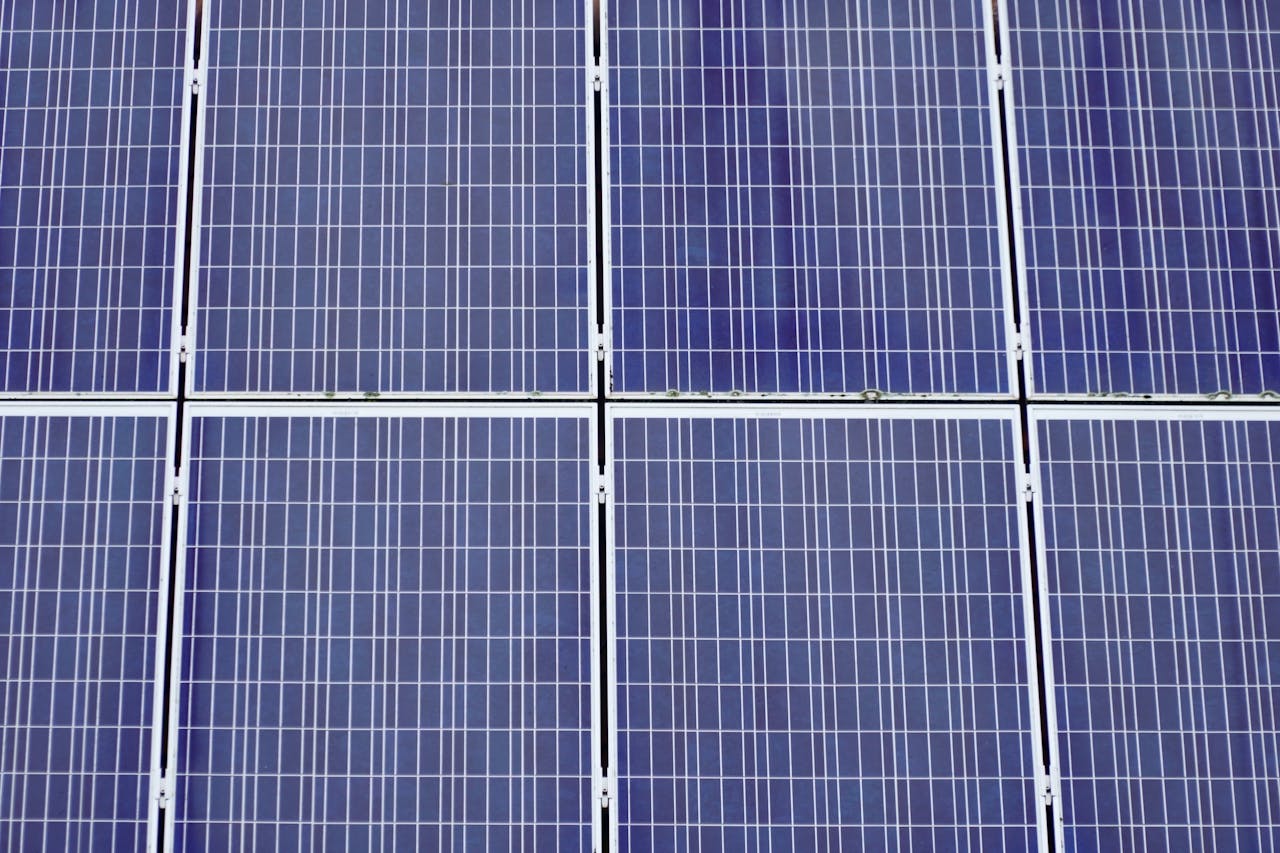 Detailed view of solar panels showcasing renewable energy technology.